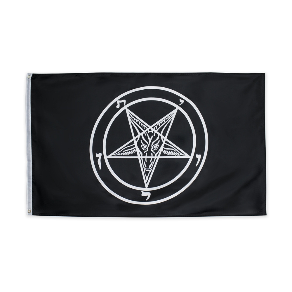 

Wholesale In Stock 3x5ft Black Baphomet Church Templar Satan Flag Roman Catholic Knights Templar Pentagram Banners For Decoration