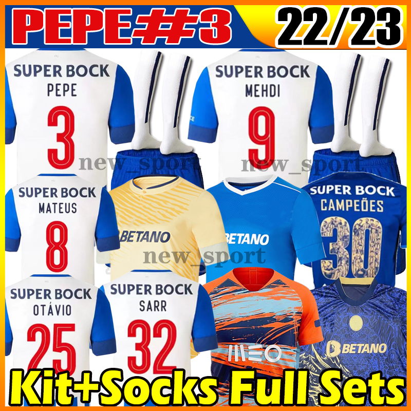 

22 23 MOUSSA PORTOS soccer jerseys 2022 2023 PEPE Fans player version SERGIO OLIVEIRA MEHDI LUIS DIAZ MATHEUS football shirt Men Kit socks full set uniform S-XXL, 22 23 away patch