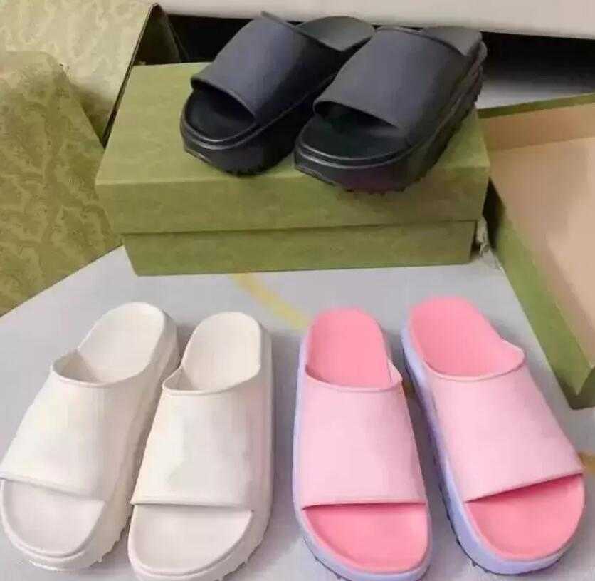 

Designer Womens Slippers Luxury Rubber Thick-Soled Sandals Women Summer Leisure Comfort Soft Beach Slipper Designer Top Quality Outdoor, Box