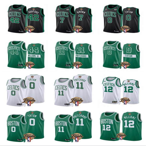 

Men Boston''Celtics''44 Robert Williams III 11 Payton Pritchard 0 Jayson Tatum 2022 Finals Stitched white black green Jersey