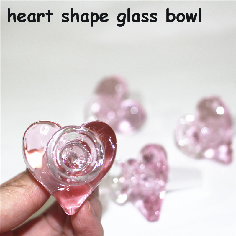 

hookah 14mm pink heart shape glass bowl Male Joint tobacco hand bowl piece smoking Accessories For Bong Water Pipe oil rig