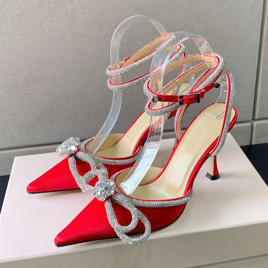 

Designer Sandals Luxury Sexy Fashion Rhinestone High Heels Genuine Leather Stiletto High Quality Supplier 14 Colors Size 35-42, Black 1