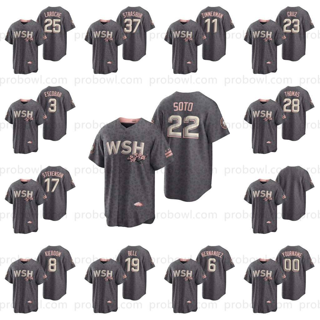 

22 Juan Soto 2022 Cherry Blossom Ryan Zimmerman Nationals Jersey Stephen Strasburg Kieboom Sean Doolittle Josh Bell Nelson Cruz Darren Baker Riley Adams, As picture