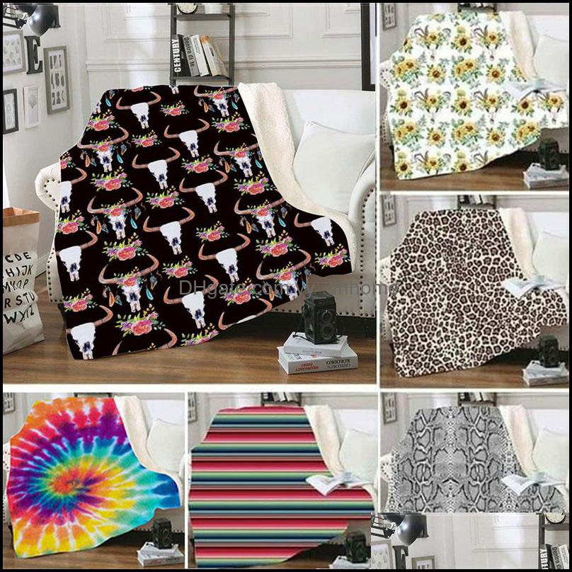 

Blankets Home Textiles Garden 16 Styles Sherpa Blanket 150X130Cm Sunflower Floral Leopard 3D Printed Adt Kids Winter Plush Shawl Couch Sof