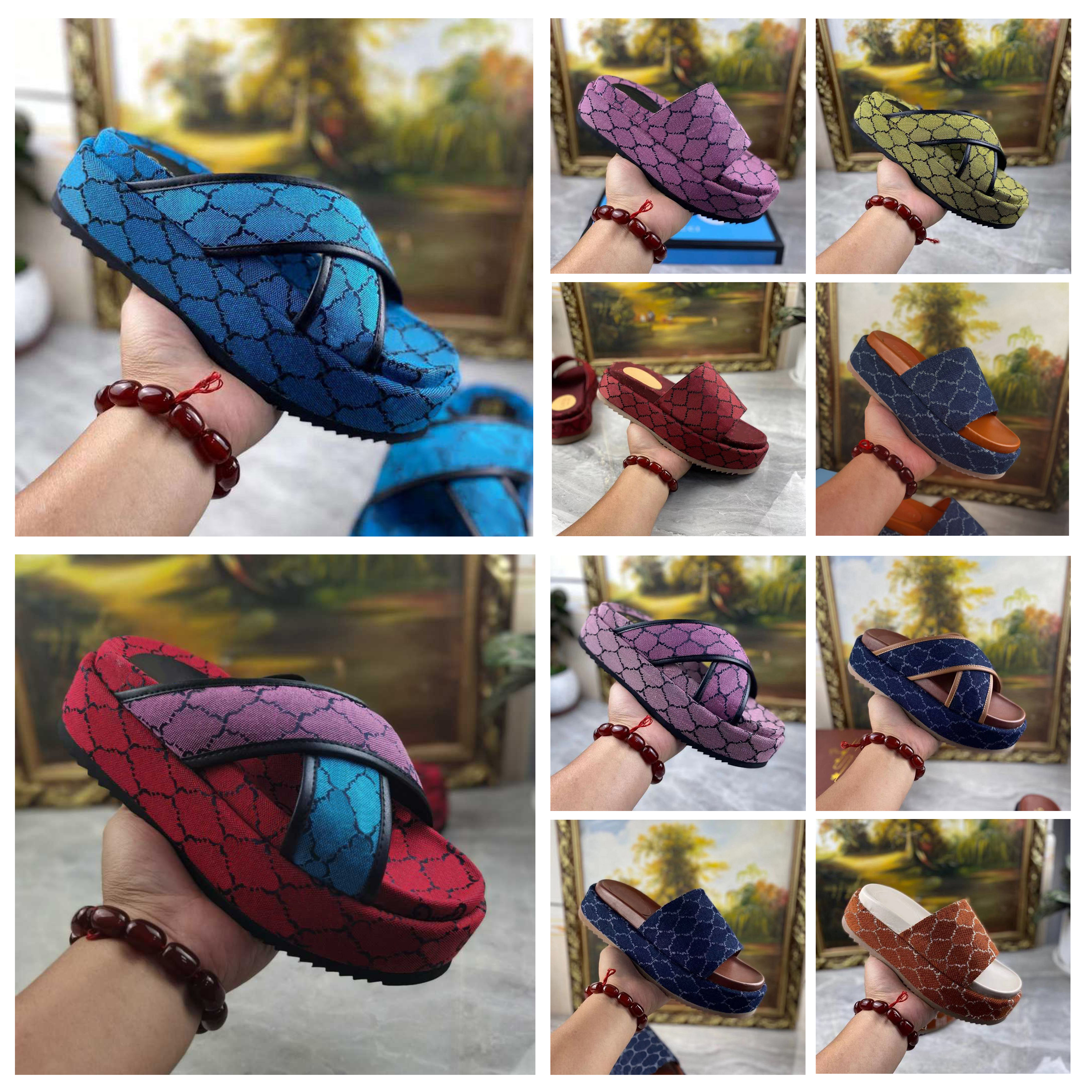 

Luxury Brand Designer Slippers Fashion Platform Sandals Letter Embroidered Slipper Men Women Platform Wedge Sandal Beach High Heel Flat Shoes size 34-46, 43