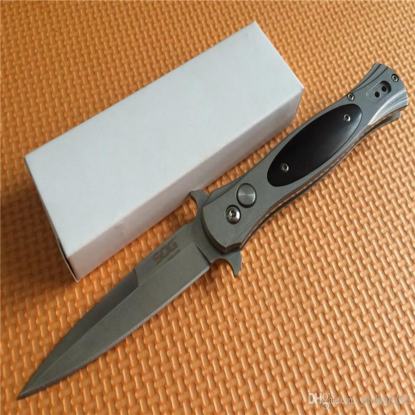 

Sog FIELDER G707 Automatic knife 440C Steel Stonewash Cocobolo Handle EDC pocket knife survival gear Knives258f