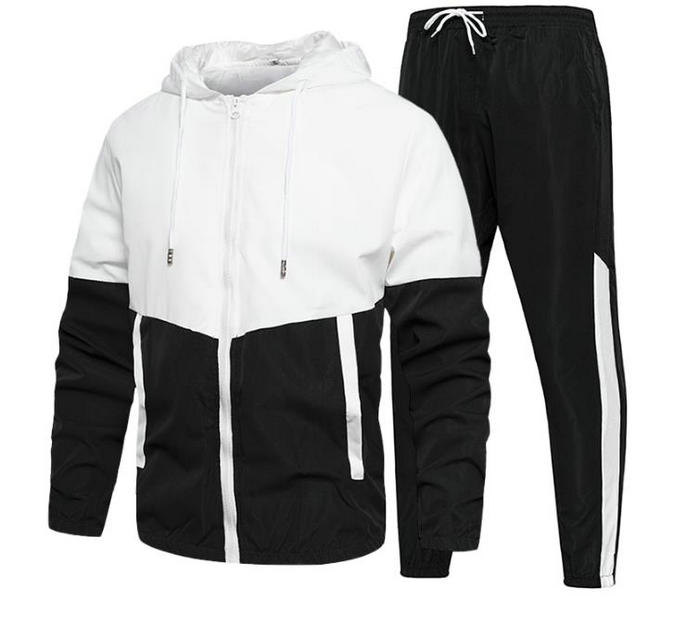 

2022 Casual Men's Set Fashion Streetwear Hooded Men Tracksuit Spring Autumn Sports Two Pieces Set Mens Jacket Pants Clothing, Blue