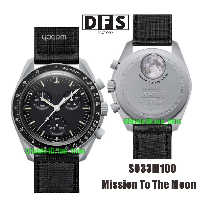 

2022 Bioceramic Moonswatch Swiss Quqrtz Chronograph Mens Watch SO33M100 Mission To The Moon 42mm Black Dial Textile Strap Ladies Watches With Original Box, Vip