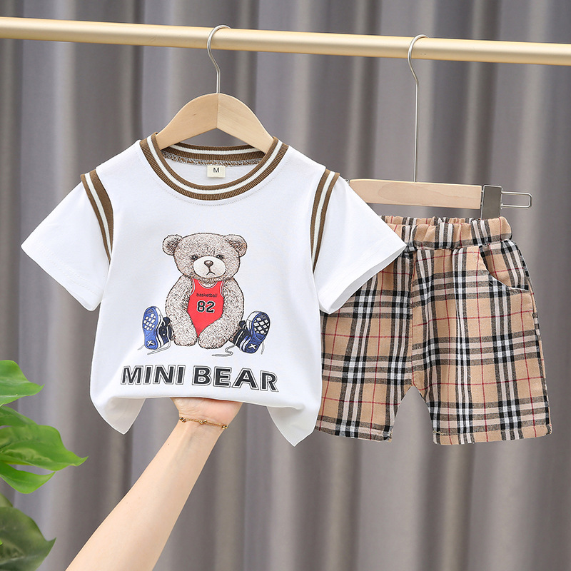 

Boy Clothing Sets Kids Clothes 2022 Summer Children Cute Bear T-shirt Pants 2pcs Set Baby Clothes Suit 1-5 Years, Black