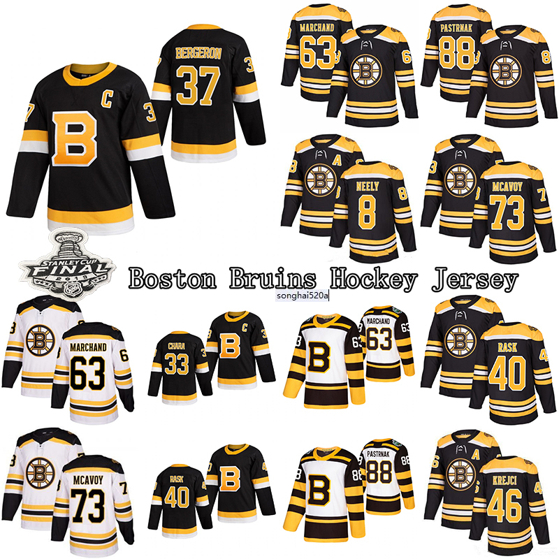 

37 Patrice Bergeron Boston Bruins Jersey 63 Brad Marchand 88 David Pastrnak 73 Charlie McAvoy 74 Jake DeBrusk 40 Tuukka Rask Hockey Jerseys nhl's Jerseys, White