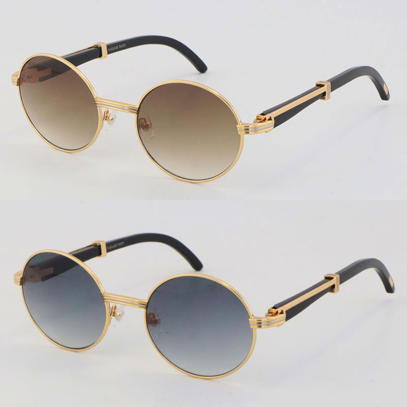 

Classic Oval shape Face Original Black Buffalo horn Vintage Sunglasses Male and Female Women Outdoors Driving 18K Gold Frame Sun glasses UV400 Lens Round Eyewear