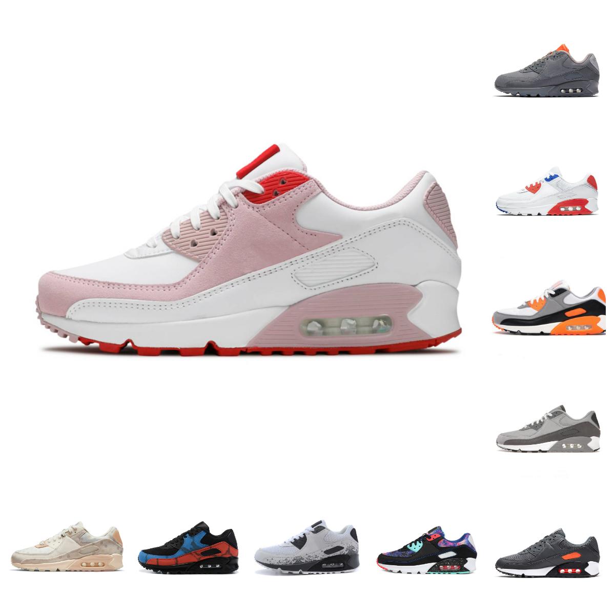 

OG AIR90 running shoes 90 Triple black white Rose Pink Hyper Turquoise Orange Camo Viotech Be True Laser Blue City Pack London 90s mens womens sports trainer sneakers, Bubble package bag