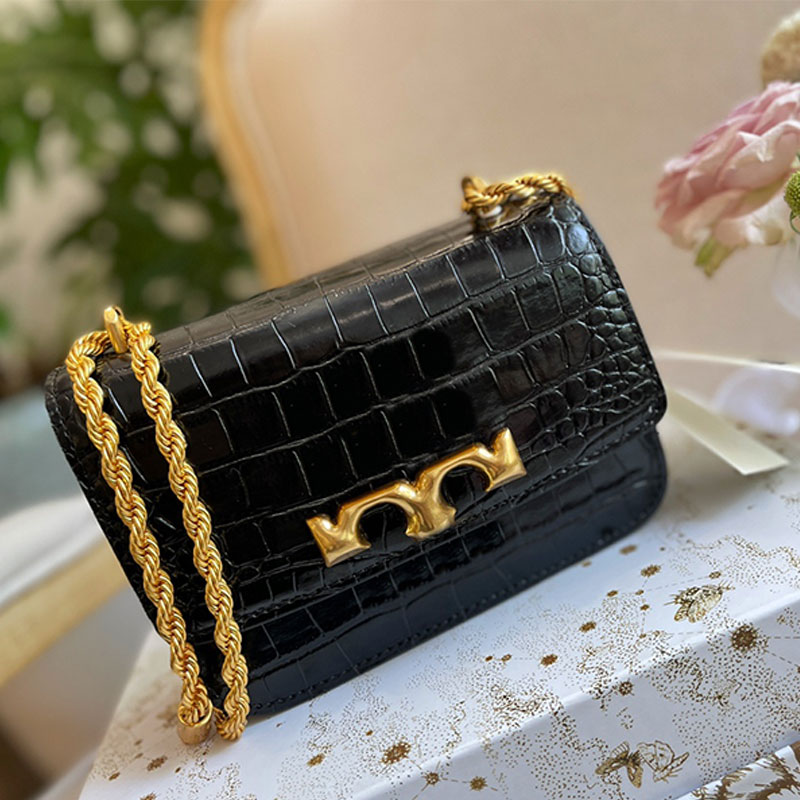 

Alligator Pattern Cross Body Bag Tofu Bun Women Shoulder Bags Handbag Purse High Quality Genuine Leather Metal Flap Magnetic Hasp Interior Zipper Pocket Clutch Tote, Box