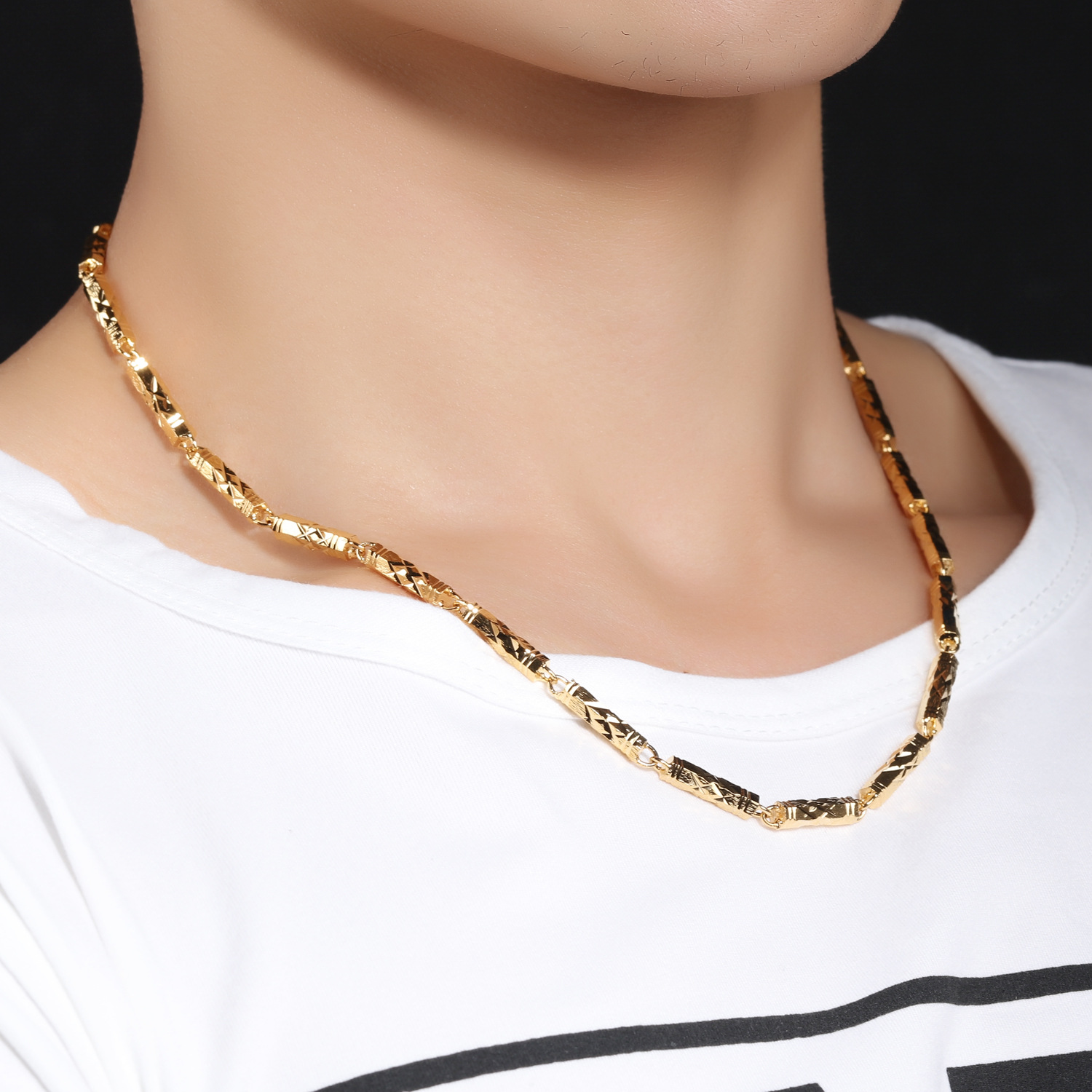 Luxury Gold Chains Mens Necklaces 18k Gold Plated Necklace Jewelry for Man Classic Style 51cm 20inches Length-image-759818117