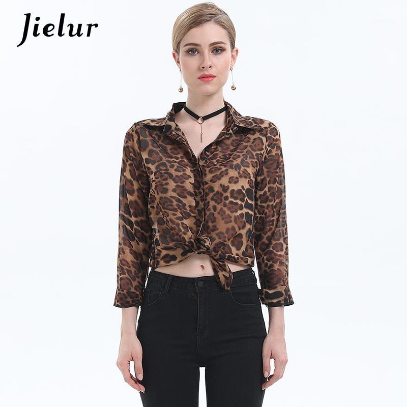 

Women' Blouses & Shirts Europe Spring Leopard Shirt Fashion Slim Chiffon Blouse Long Sleeve Sexy Lady Crop Top Female Blusas -XL, Picture color