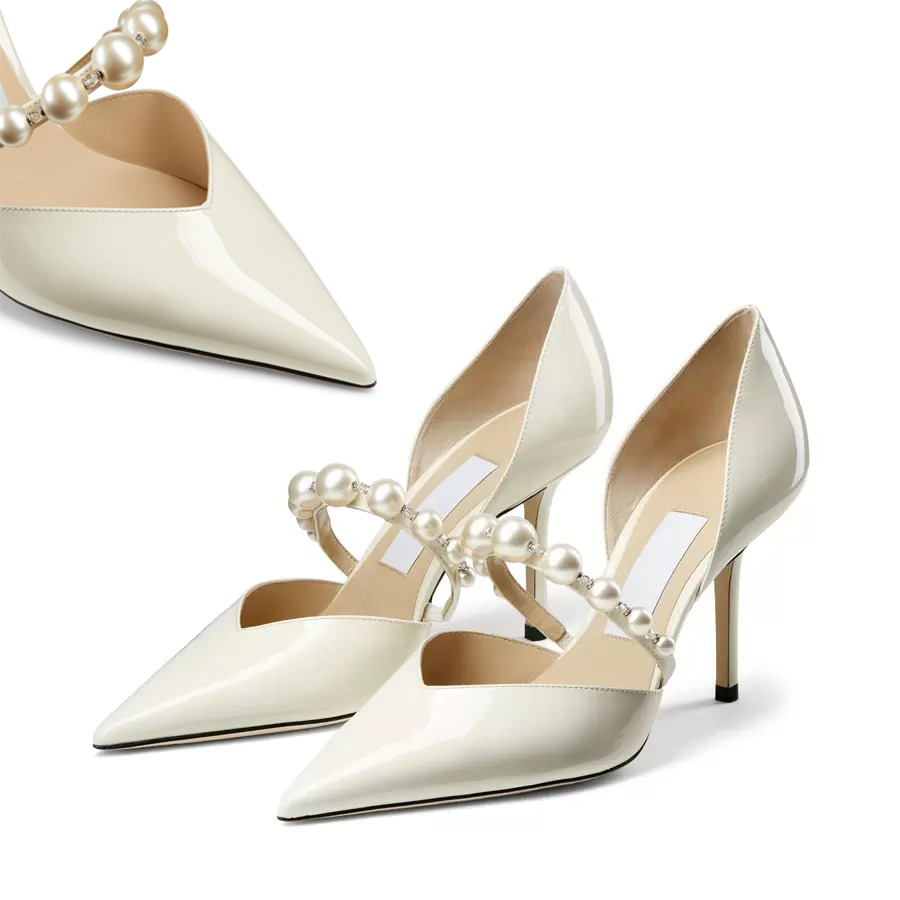 

Luxury Elegant Women Summer Pumps Sandals Senior AURELIE 85 mm Trendy Pointed Toes Pearl Ankle Strap Designer Paris Ladies Wedding Party Sandal High Heels Box EU 35-42