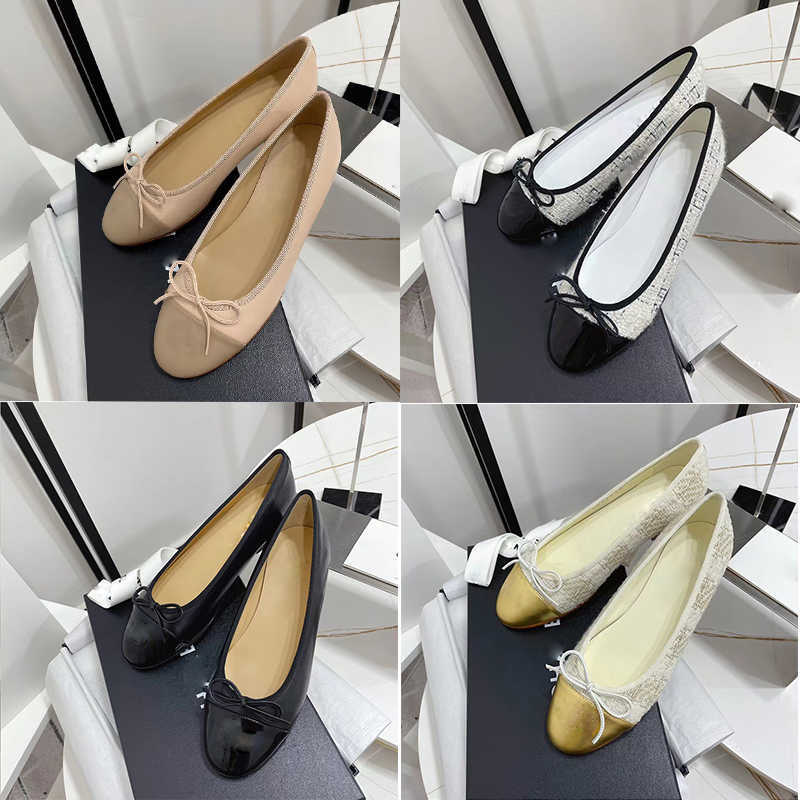 

2022s Designer Ladies Flat Leather Shoes Luxury Bow Ballet Dress Shoes bags