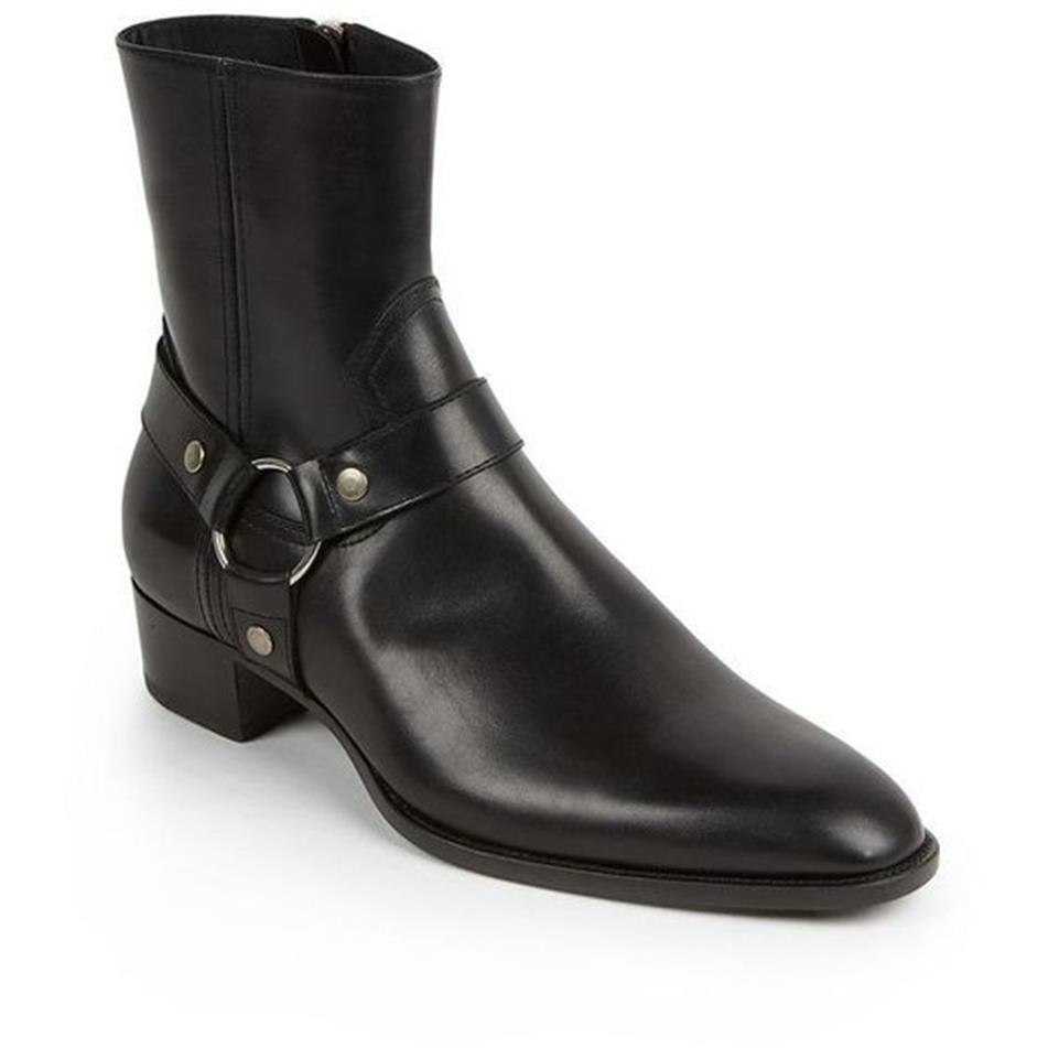 

Classic Wyatt Western Boots Men Style Black Leather Motorcylcle Boots Men Gentlemen Shoes Fall Winter 2017242R