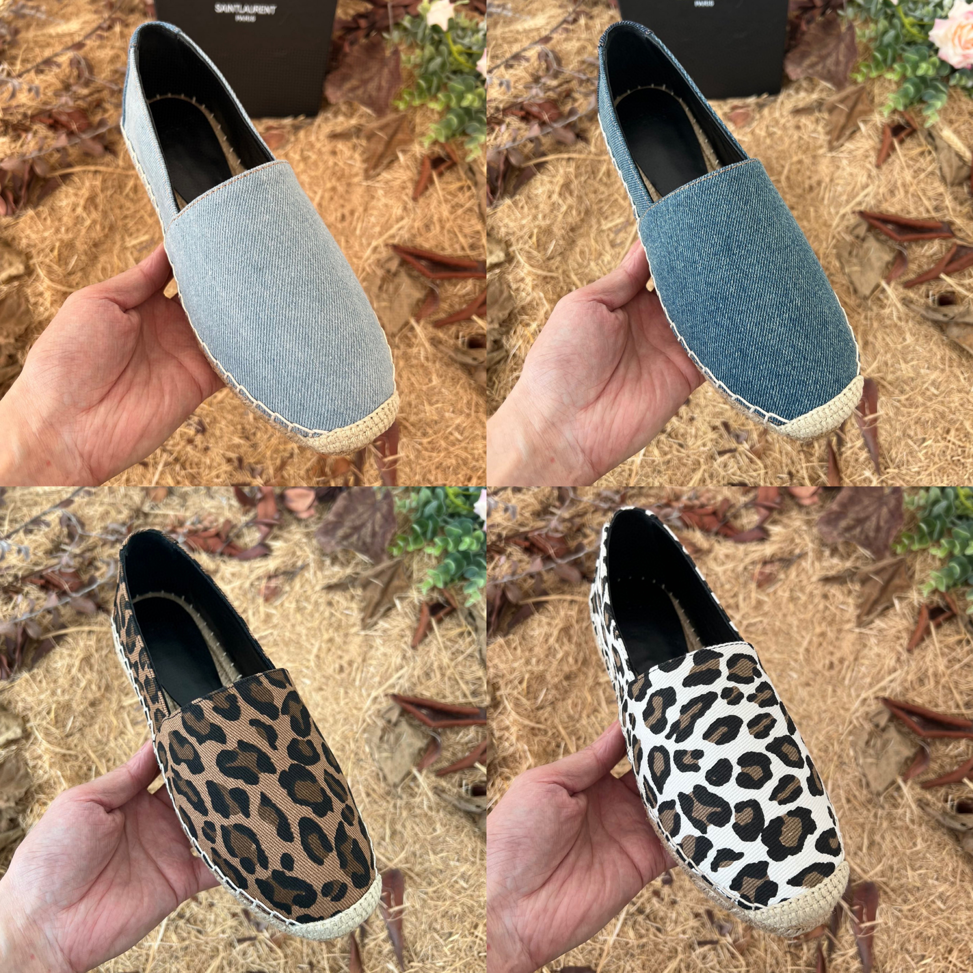 

Canvas Shoes Loafers Espadrilles woman shoes luxe cap toe genuine 100% leather Quilting Pure hand sewing womans flats luxury Top Quilty spring size 34-42 ss