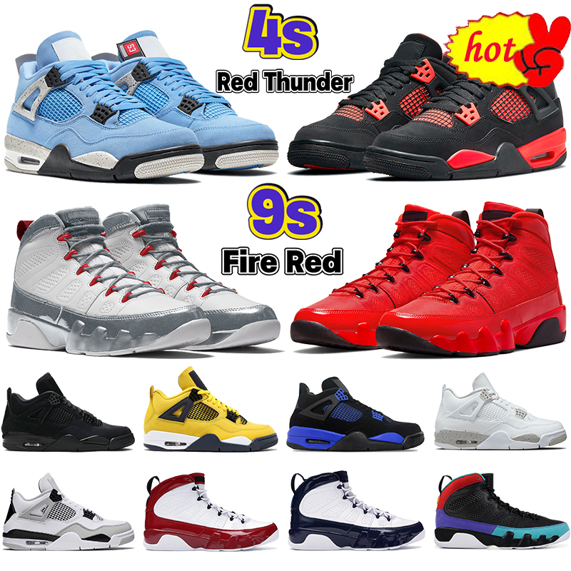 

2022 Mens 4 4s Basketball Shoes 9 9s Chile Fire Red Military Black Game Royal University Blue White Oreo Shimmer Red Thunder Cat Bred Patent Men, Customize