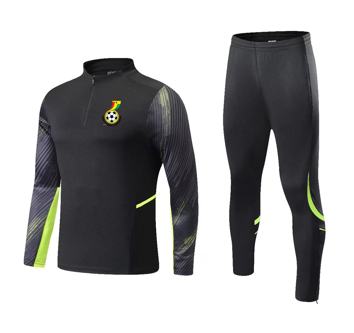

2022 Ghana national football team New Tracksuits men kids kit adult children's set football training suit half zipper sportswear set Soccer Jerseys, No 4