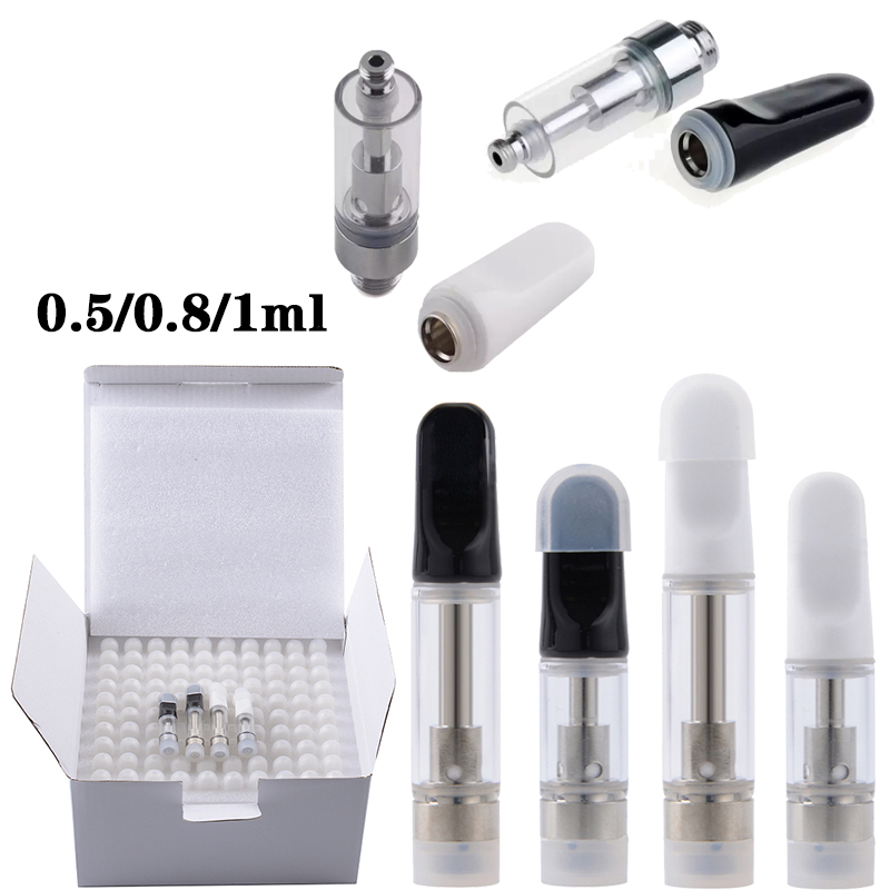 

TH205 Vape Cartridges Empty Atomizers Thick Oil Carts Vape Pen 0.5/0.8/1ml Ceramic Coil Dab Wax Vaporizer E cigarette 510 Thread Foam Packaging In Stock