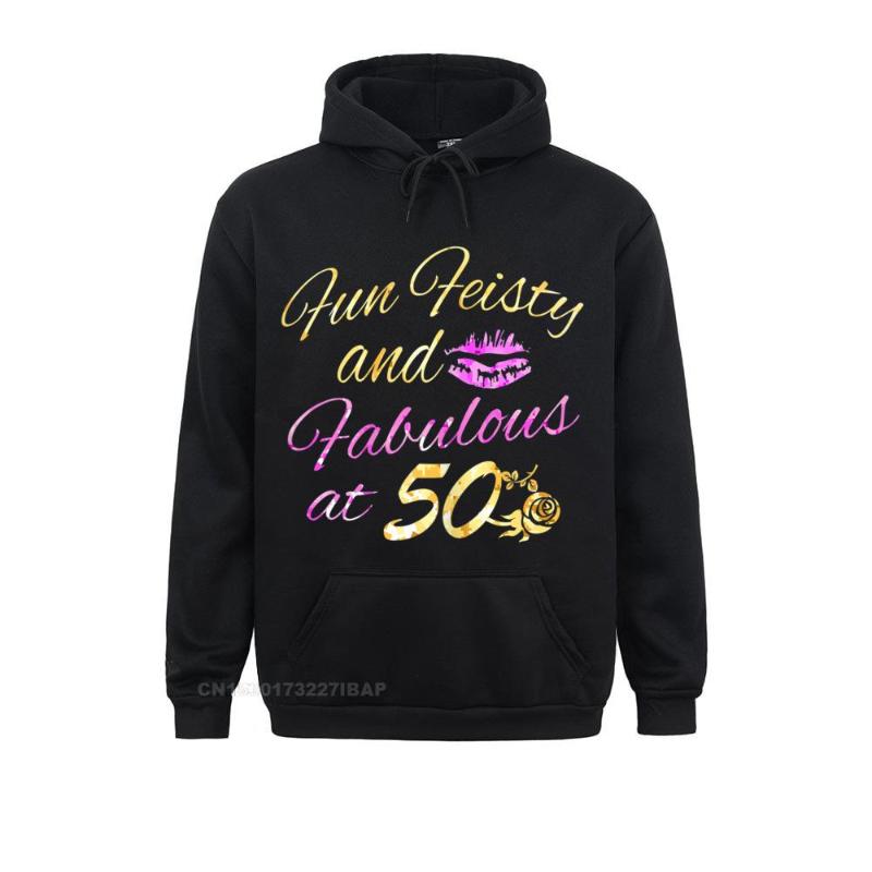 

Men' Hoodies & Sweatshirts Womens Fun And Fabulous At 50 Birthday Party Hoodie Summer Fall 2022 Long Sleeve Men Gothic Clothes, Black