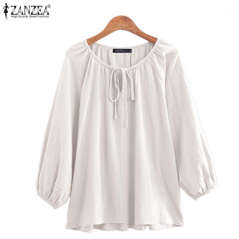 

Women' Blouses & Shirts Female Vintage Cotton Shirt Womens 2022 Summer Solid Puff Sleeve Tops Casual Drawstring O Neck Blusa Oversiz, White