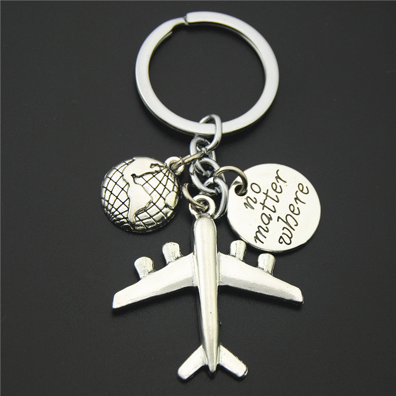 

Popular Creative No Matter Where Travel Keychain Pendant Men Women Metal Car Key Ring Accessories Keychains Jewelry