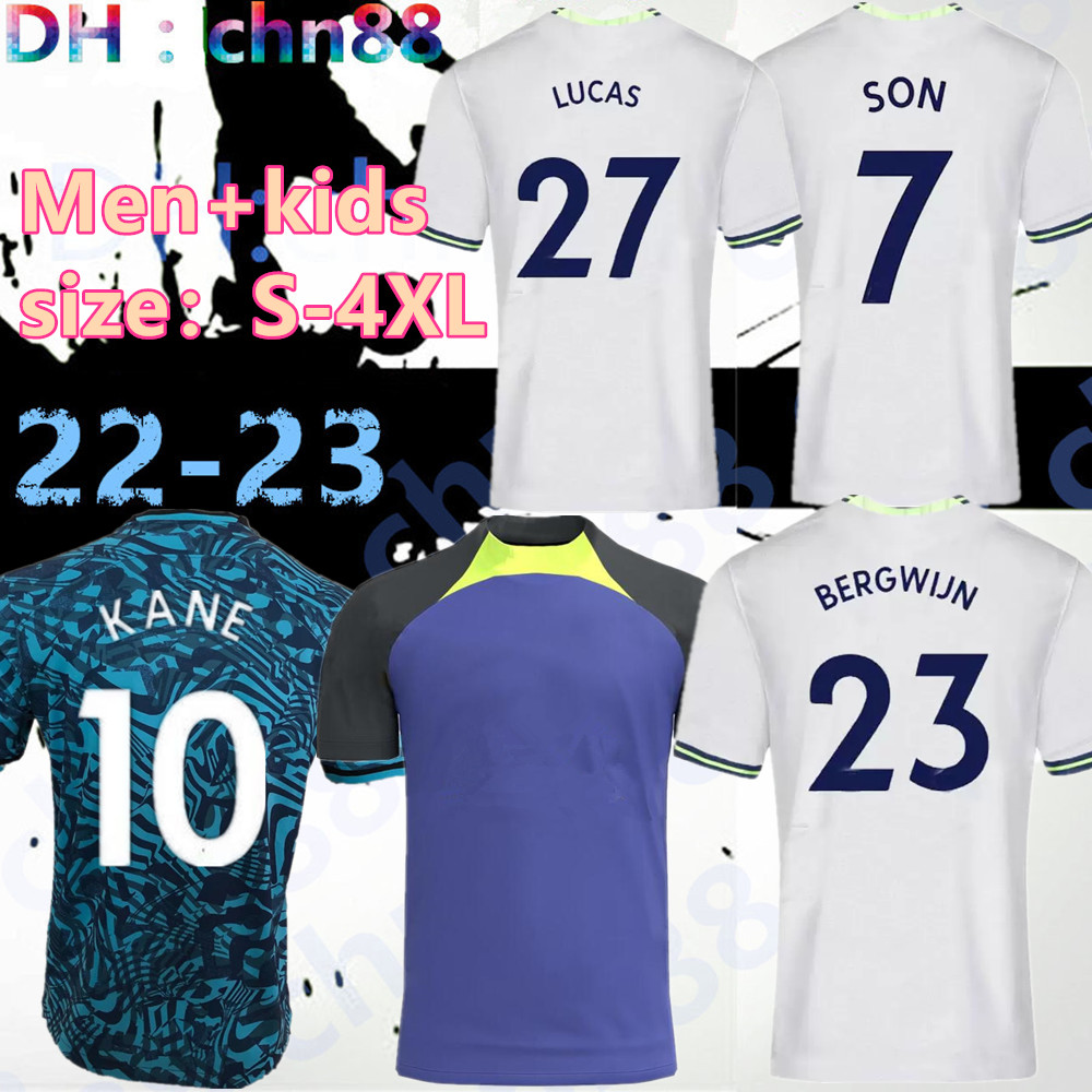 

22 23 KANE SON KULUSEVSKI PERISIC Soccer Jerseys TOTTEN home HOJBJERG colorful 2022 2023 LUCAS BERGWIJN Third Football kit shirt BRYAN tops Men kids sets adult 4xl 3xl, 22-23 third kit+socks