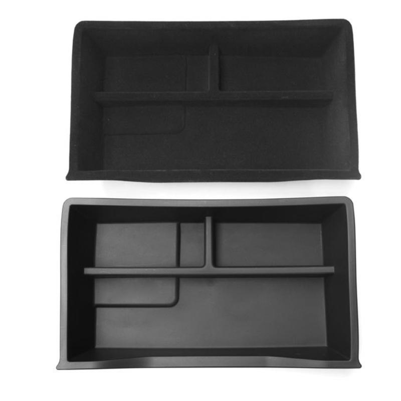 

Car Organizer Under Seat Tray Black Suede Storage Box Beverage Tissue Purse Container Compatible With Model Y F19A