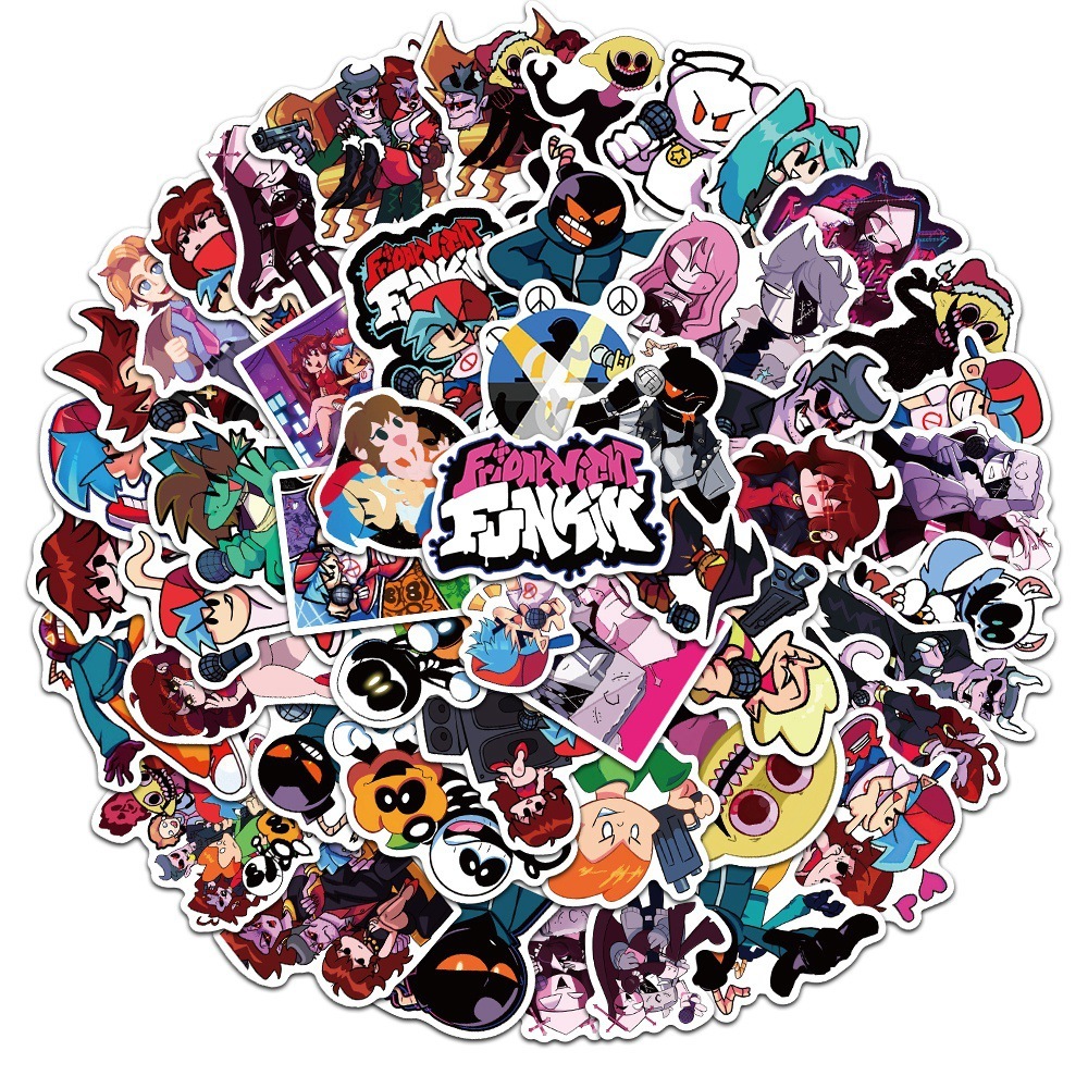 

Waterproof sticker 50 Pcs Graffiti Friday Night Funkin Stickers for Laptop Guitar Skateboard Motorcycle Car Kids Anime Cool Vinyl Decals Bomb Car stickers, Black