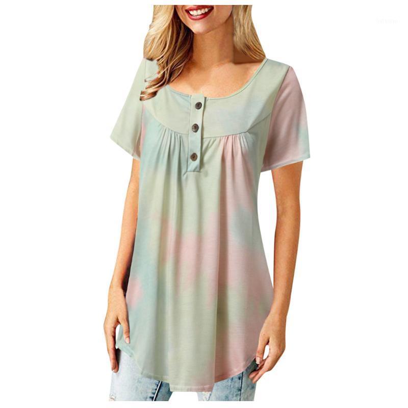 

Women's Blouses & Shirts Feitong Vintage Women 2022 Plus Size Summer Large Loose-shouldered Tie-dye Monogrammed Blouse, Yellow