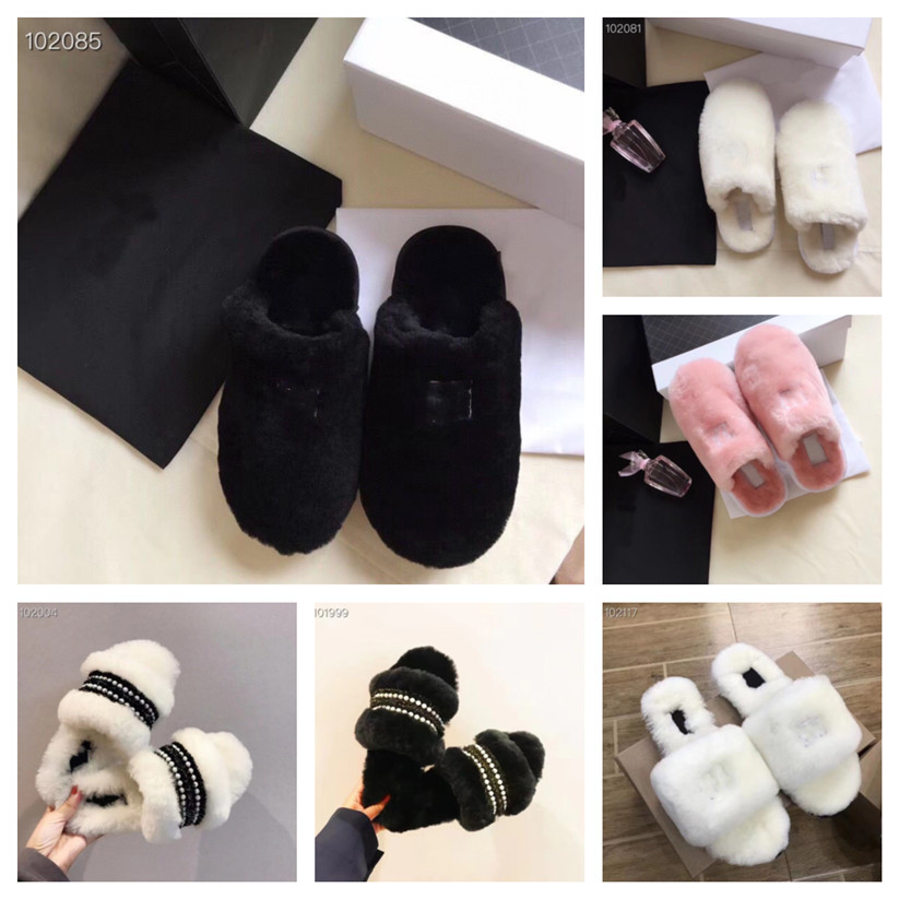 

Women men luxury designer Home Slippers C branded Ladies Slip On flat mules chan and el Fur Slipper black white Flats indoor Comfort Shoes Plush Warm Casual shoe, Chymt7252