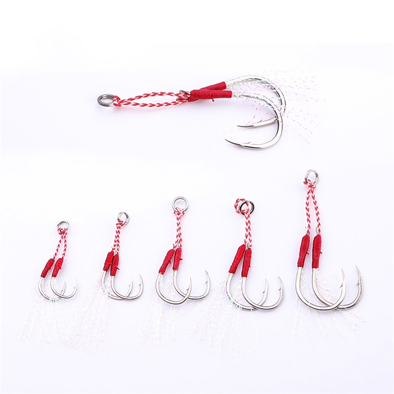 

20pairs/Lot Jig Lure Assist Hook Jigging Double Barbed Assist Hooks High Carbon Steel Fishing Lure pesca Slow Jigging Hooks 220401