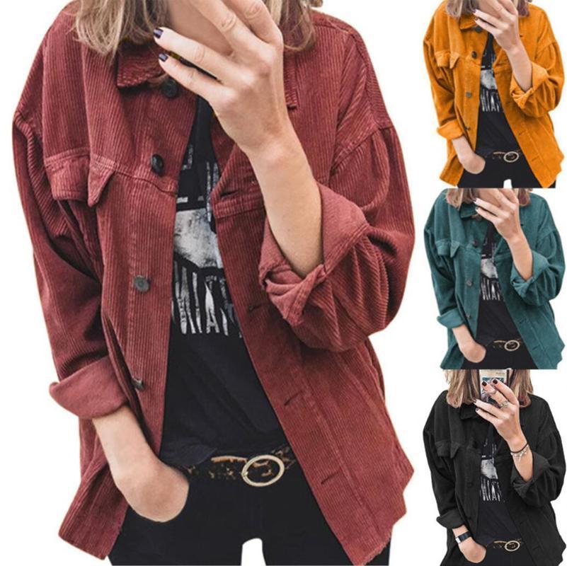 

Men's Plus Size Pants Women's Hoodies & Sweatshirts West Female Autumn Corduroy Jackets Shirt Lapel Long Sleeve Loose Casual Jacket Women Cl, 03