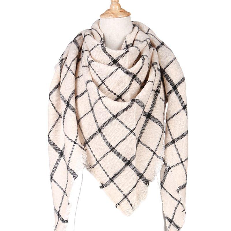 

Scarves Women Knitted Spring Winter Scarf Plaid Warm Cashmere Shawls Neck BandanaScarvesScarves