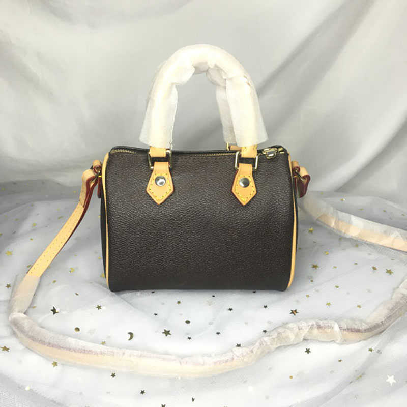 

High quality luxury designer women shoulder bags tote purse fashion crossbody bag 16 cm nano spedy mini cross body handbag classic brown, Brown flower