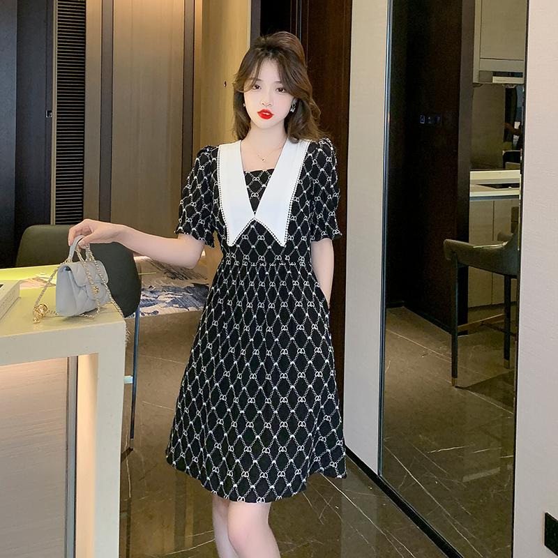 

Casual Dresses Summer Led To Receive Doll Show Thin Hubblebubble Sleeve Aline Dress Female WaistCasual, Black