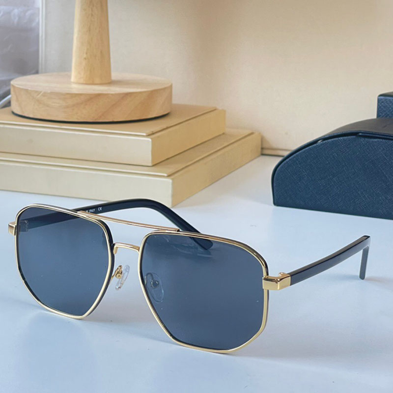 Fashion Classic Eyewear Sunglasses pr59y designer For Men lettering logo Metal Square Gold Frame UV400 Vintage triangle Style Attitude lunette Pr