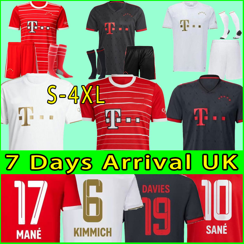 

MANE 2022 2023 Bayern Soccer Jerseys Upamecano PAVARD Munich Goretzka NEUER MULLER LEWANDOWSKI SANE Kimmich 22 23 football shirt player version full set kids suit, Away