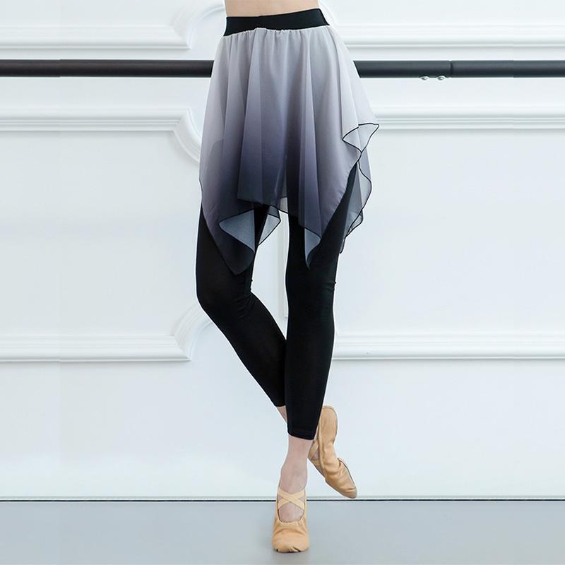 

Stage Wear Professional Black Ballet Stretchy Dance Leggings Girls Women Adult Training Pants With Chiffon Skirt Fitness Gym