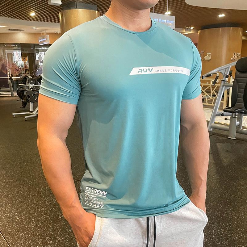 

Men's T-Shirts Mens Running Sports T Shirts Gym Fitness Training Spandex Summer Stretch T-shirt Male Crossfit Bodybuilding Tee Tops Clothing, 9127 white
