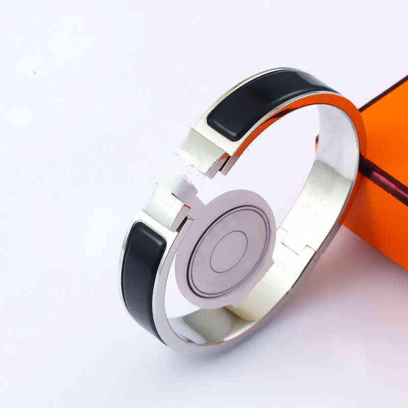 

High Quality Enamel Colors 12MM Bracelets Bangle for women Stainless Steel 18k gold plated Cuff Letter Clasp Bangles lovers gift jewelry