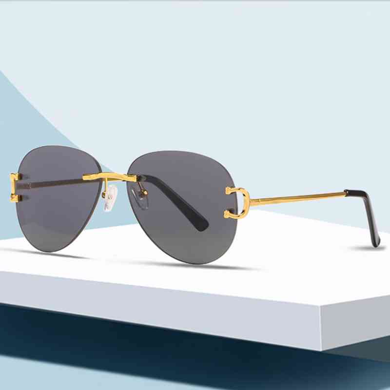

New Rimless Rectangle Sunglasses Women Men Shades Designer Gradient UV400 Sun Glasses Frameless Sunglasses TYJ-49