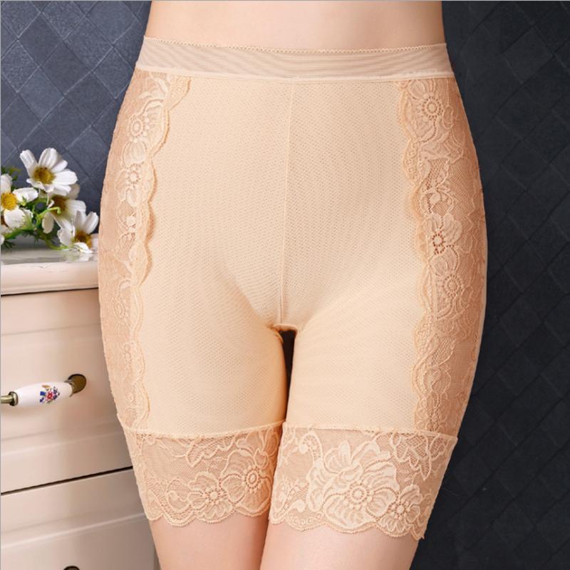 Women&#039;s Panties Women&#39;s Short Plus Fat Size Hollow Safety Pants Ice Silk Seamless Lace Shorts High Waist Underpants Anti-glare PantsWome-image-786316855