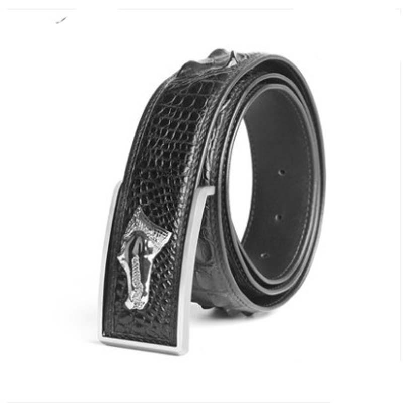 

Belts Mafeimengge Crocodile Leather Men Belt Male High-grade Business Leisure Smooth Buckle Young, Black