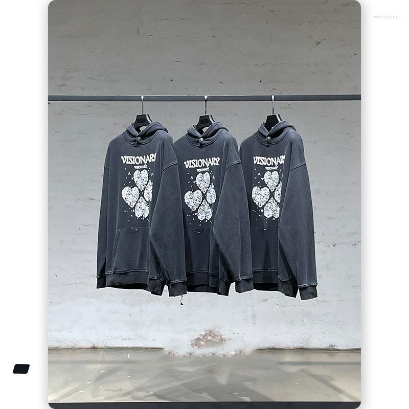 

Men's Hoodies & Sweatshirts Autumn Frilled Buttons Made Old Cashew Flower Hoodie European High Street Fashion, Black