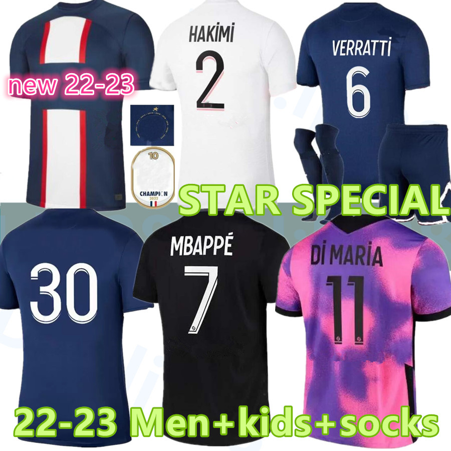 

adults and kids 21 22 23 PSGs MBAPPE soccer jerseys 2021 2022 2023 DI MARIA WIJNALDUM SERGIO RAMOS HAKIMI fourth Maillots football kit ICARDI VERRATTI Champions 10th, 22-23 home kit+socks