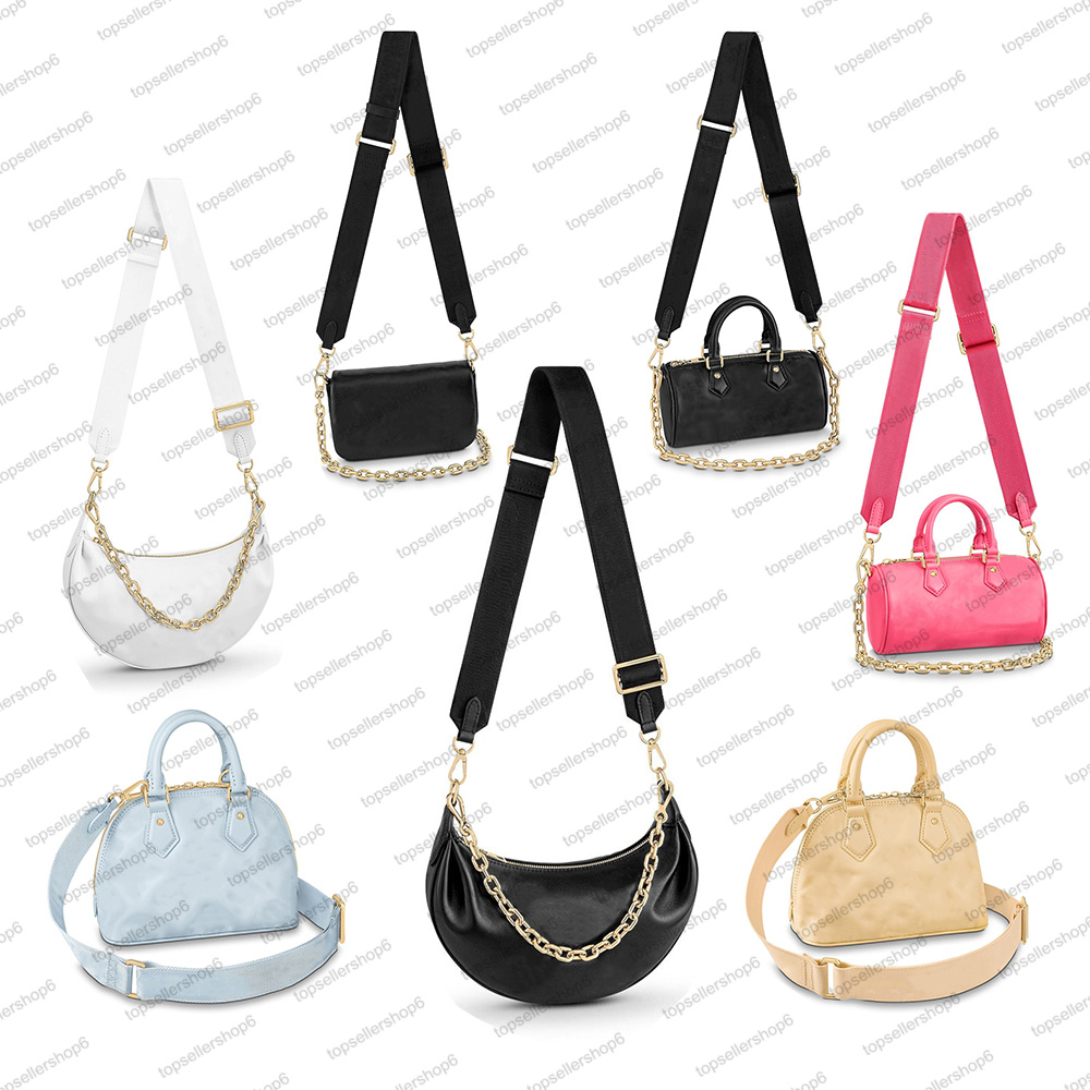 

M59799 OVER THE MOON PAPILLON ALMA Designer women evening bag genuine calf leather embroidered puffy embossed chain Purse clutch crossbody handbag shoulerbag, 1 m59799 black letter flower embossed